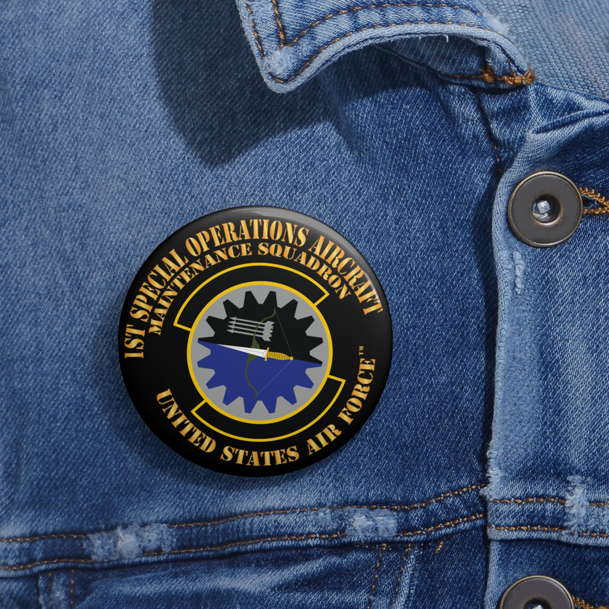 Custom Pin Button - USAF - 1st Special Operations Aircraft Maintenance Squadron X 300