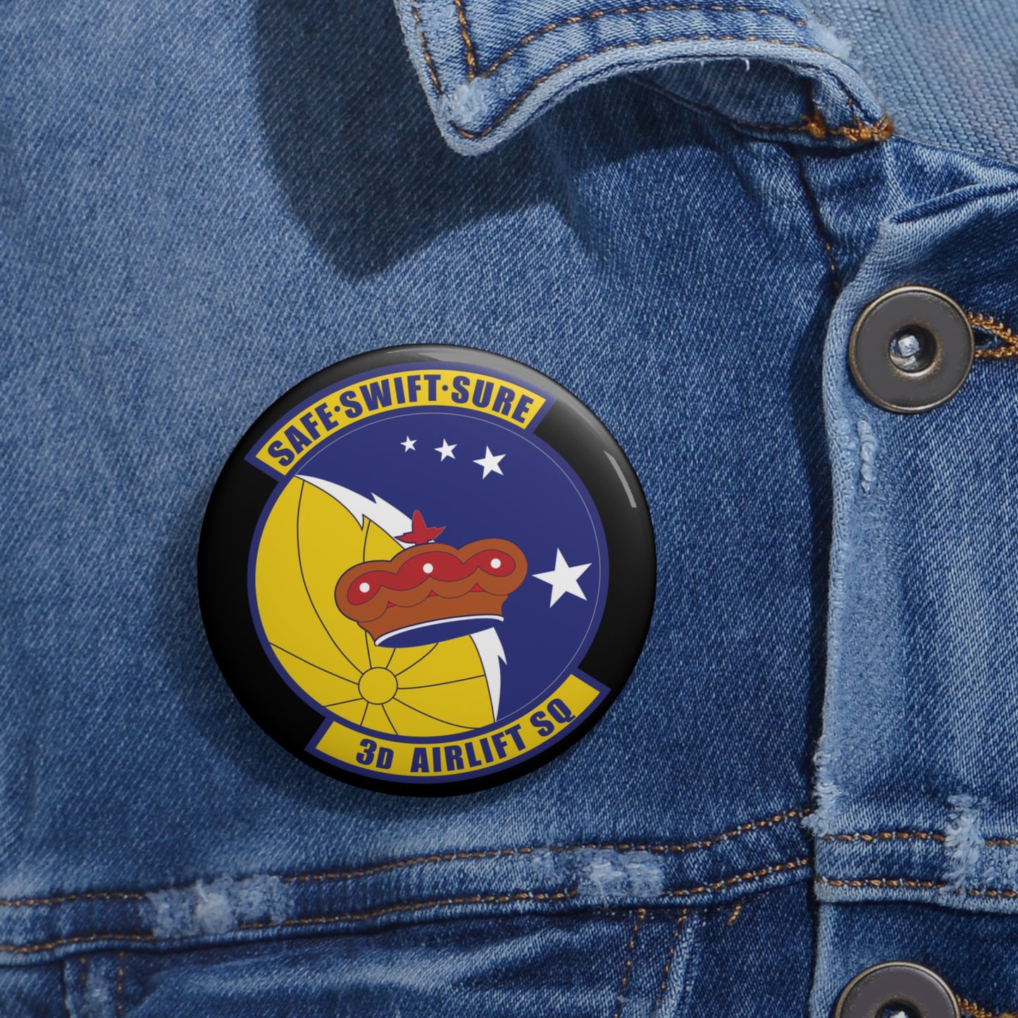 Custom Pin Button - USAF - 3rd Airlift Squadron wo txt