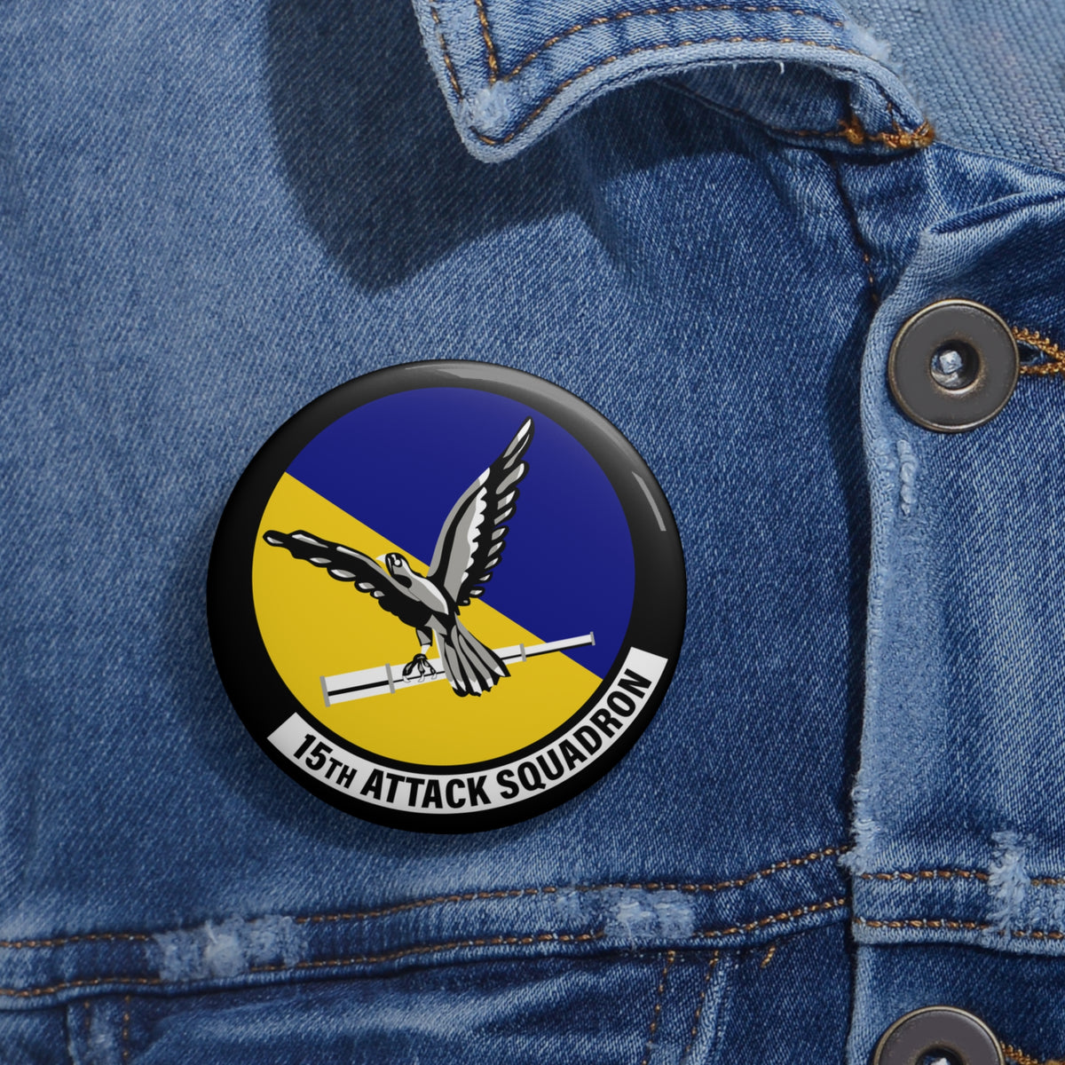 Custom Pin Button - USAF - 15th Attack Squadron wo txt