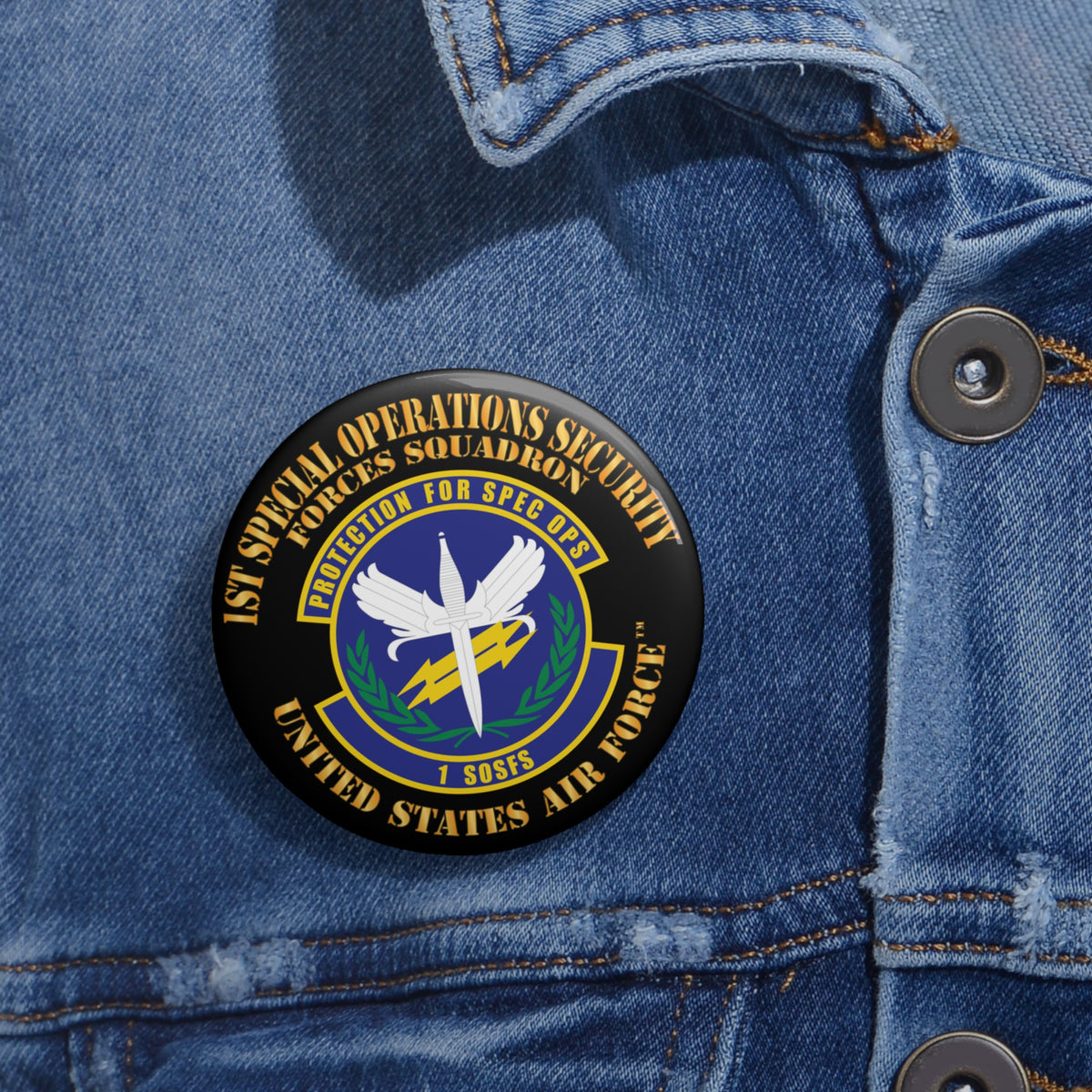 Custom Pin Button - USAF - 1st Special Operations Security Forces Squadron X 300