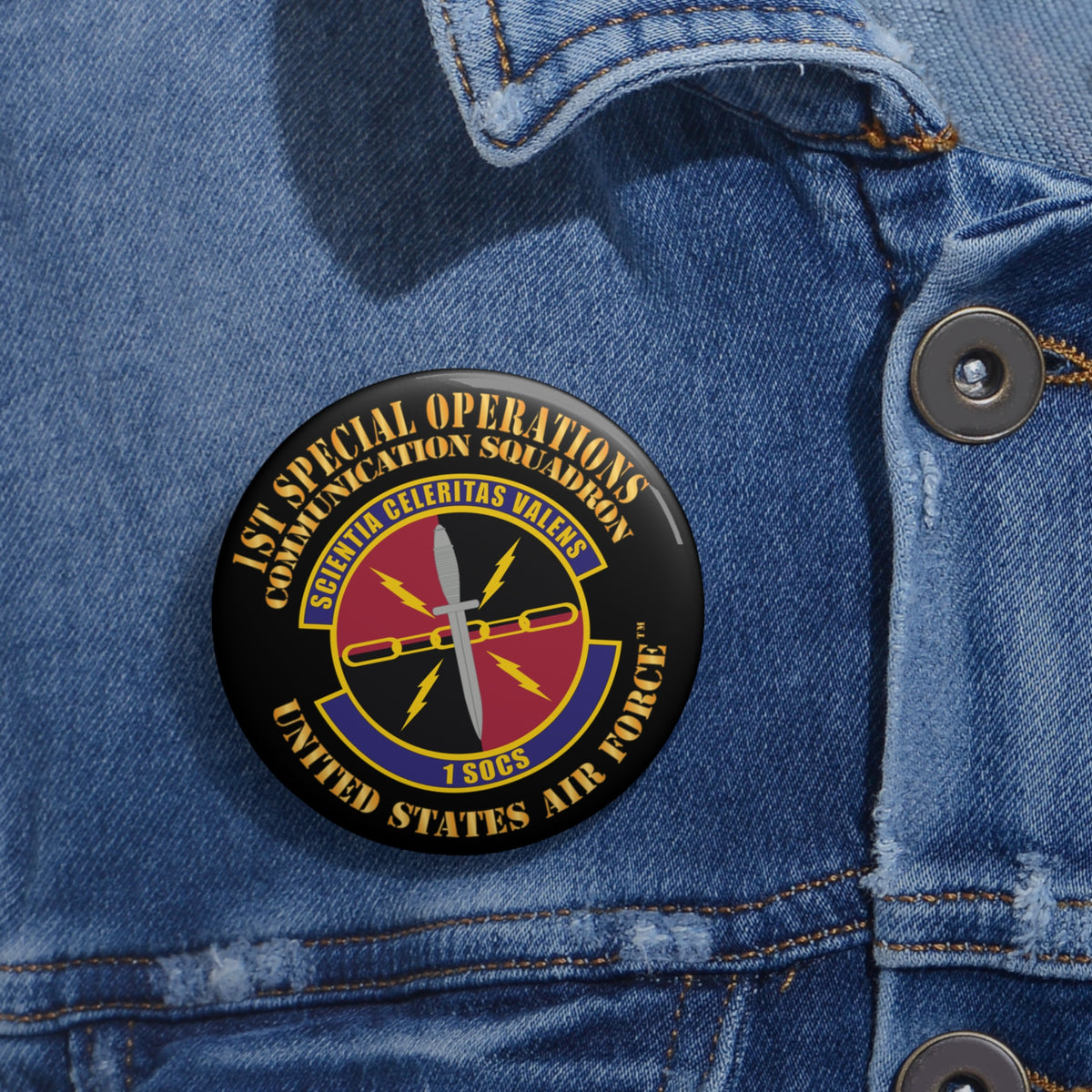 Custom Pin Button - USAF - 1st Special Operations Communication Squadron X 300