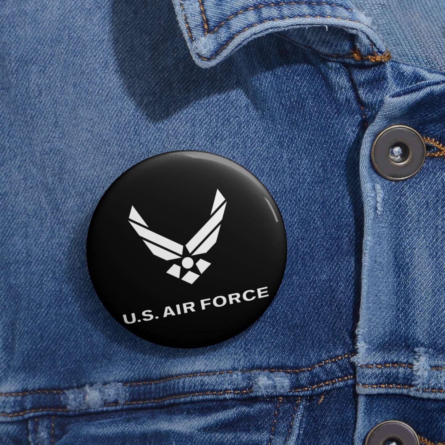 Custom Pin Button - USAF Logo, TM Txt - U S Air Force - LA