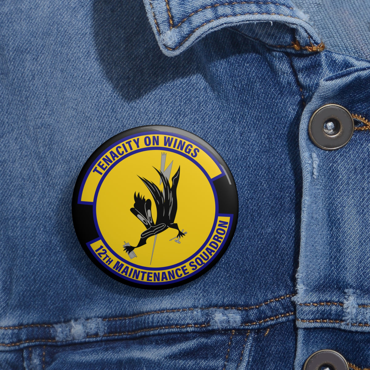 Custom Pin Button - USAF - 12th Maintenance Sq wo txt