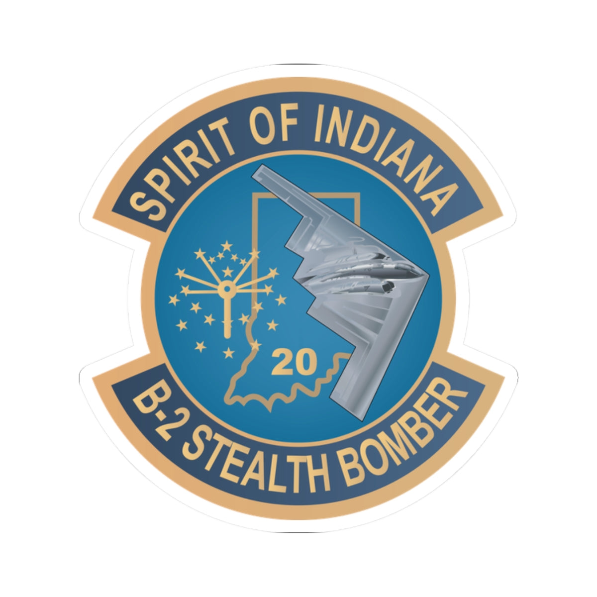 Kiss-Cut Stickers - USAF - B2 - Spirit of Indiana - Stealth Bomber wo txt X 300