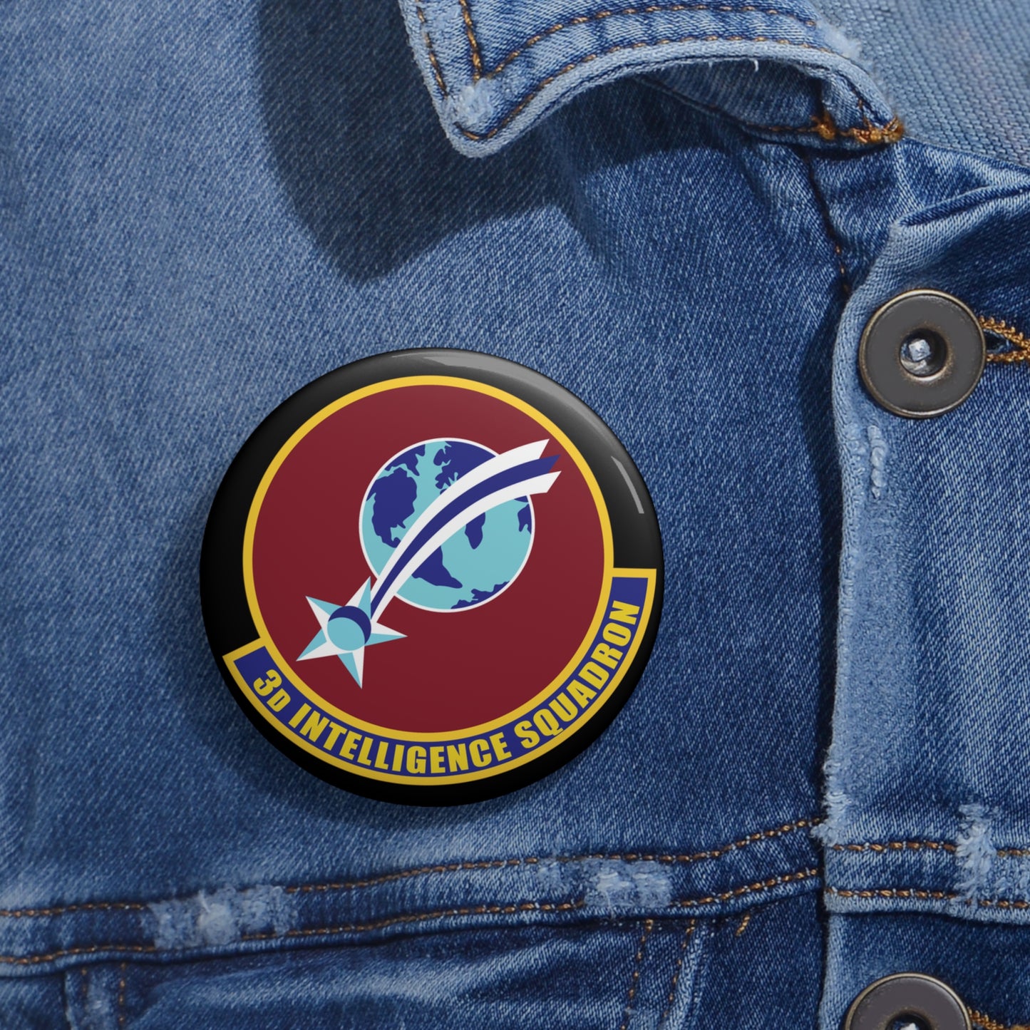 Custom Pin Button - USAF - 3rd Intelligence Squadron wo txt