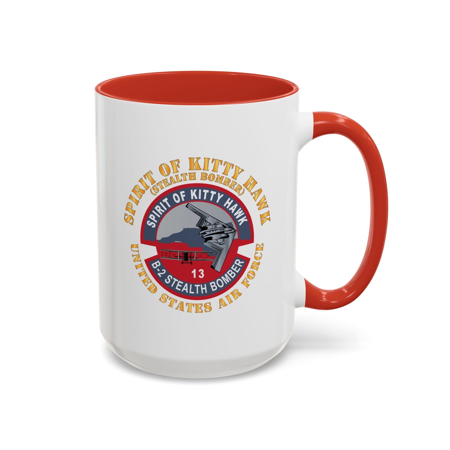 Accent Coffee Mug (11oz & 15oz) - USAF - B2 - Spirit of Kitty Hawk - Stealth Bomber X 300