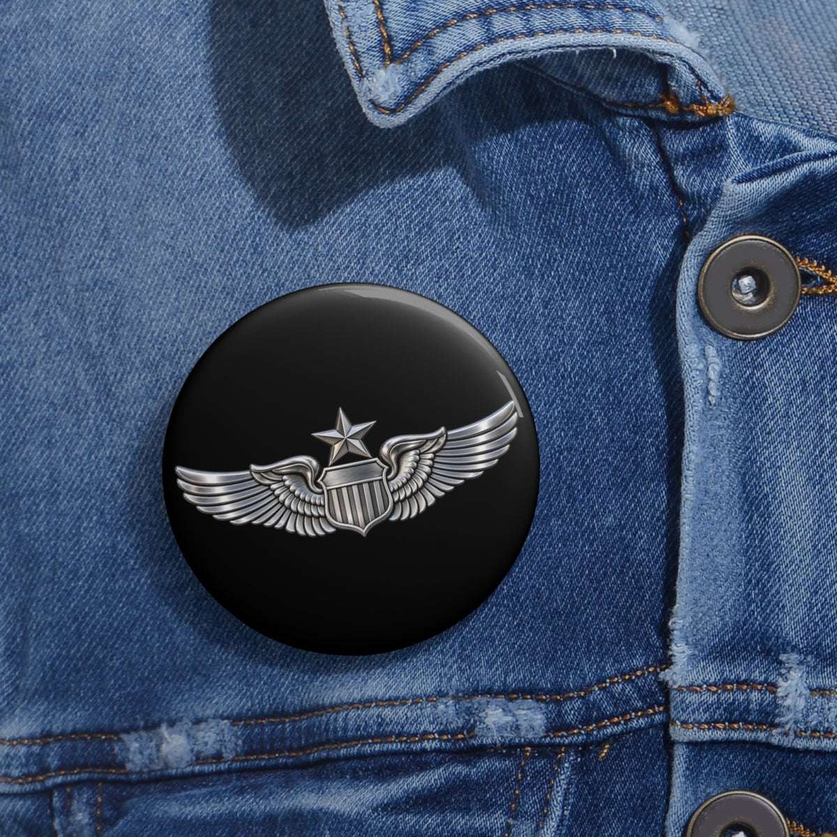 Custom Pin Button - USAF - Senior Pilot Badge wo txt - 3D - Enhanced