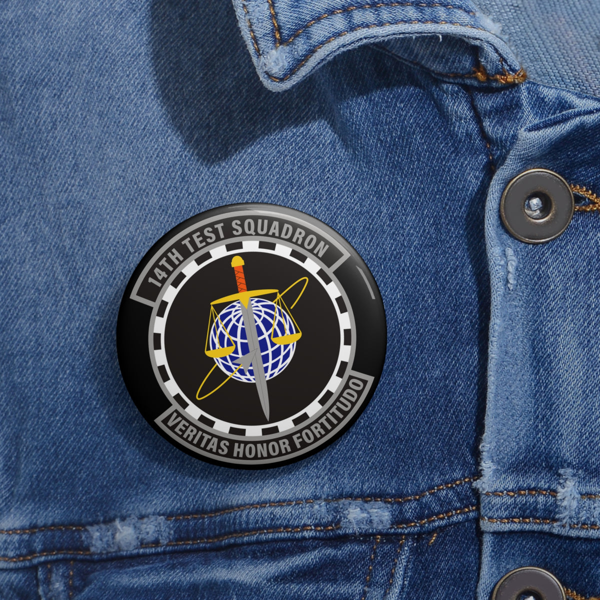 Custom Pin Button - USAF - 14th Test Squadron wo txt