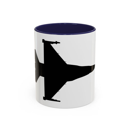 Accent Coffee Mug (11oz & 15oz) - Aircraft - F-16 -Top - Silhouette - wo Txt X 300