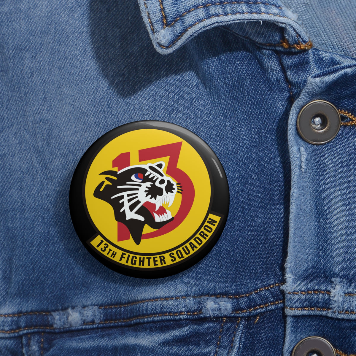 Custom Pin Button - USAF - 13th Fighter Squadron wo txt