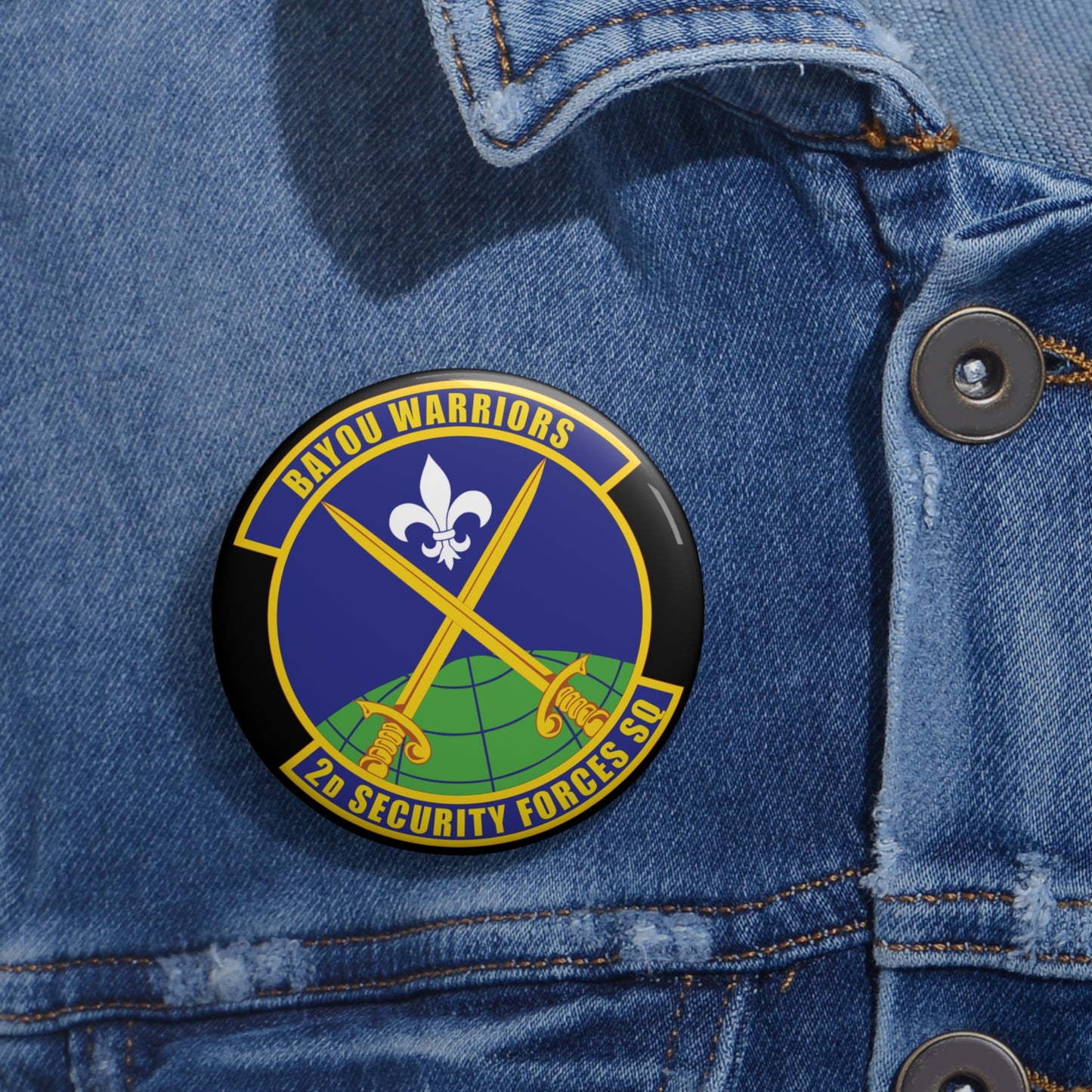 Custom Pin Button - USAF - 2nd Security Forces Squadron wo txt