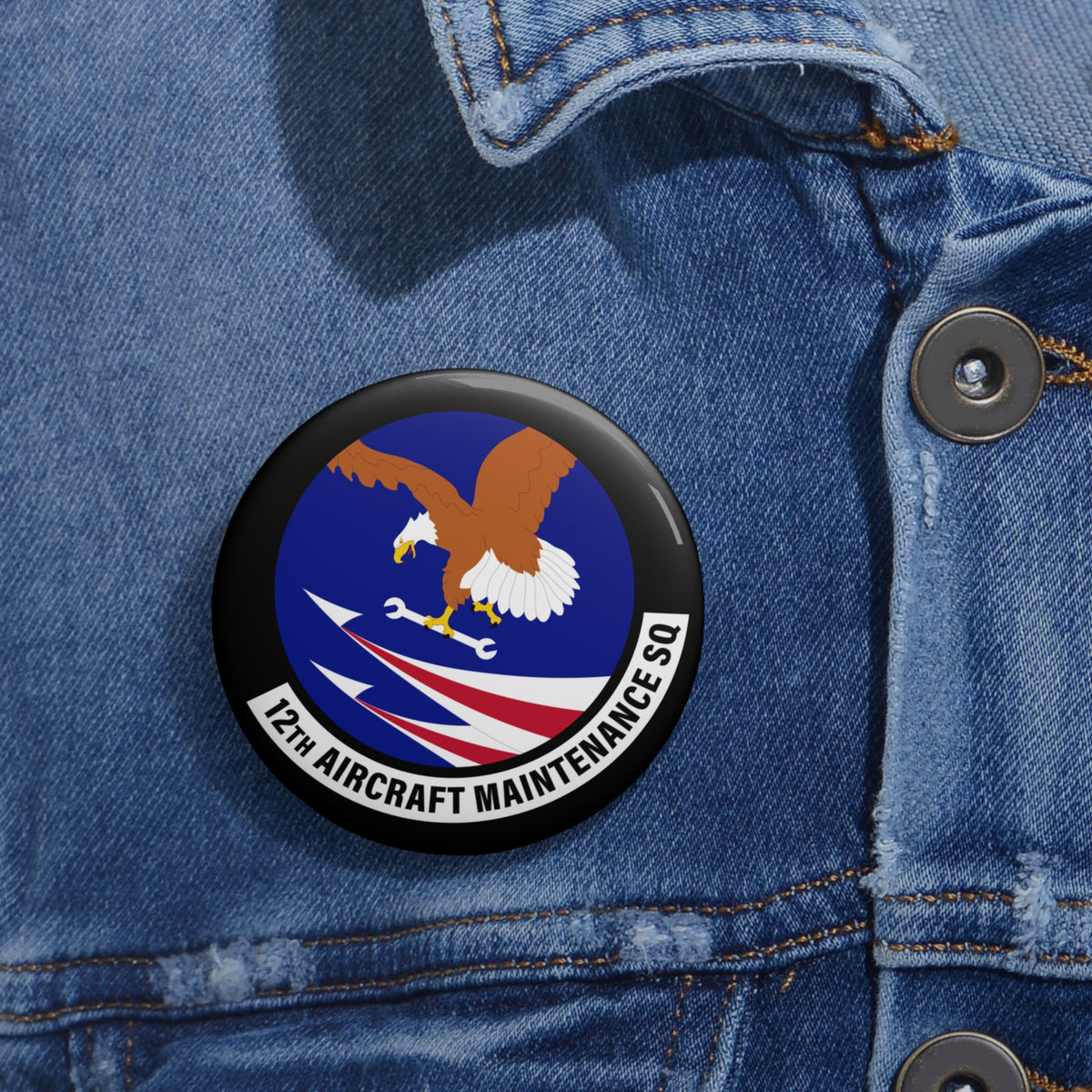 Custom Pin Button - USAF - 12th Aircraft Maintenance Squadron wo txt