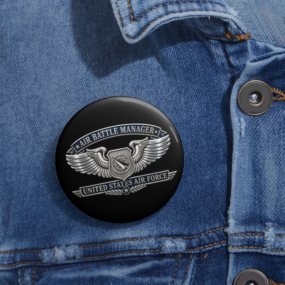Custom Pin Button - USAF - Air Battle Manager Badge - United States Air Force- 3D - Enhanced