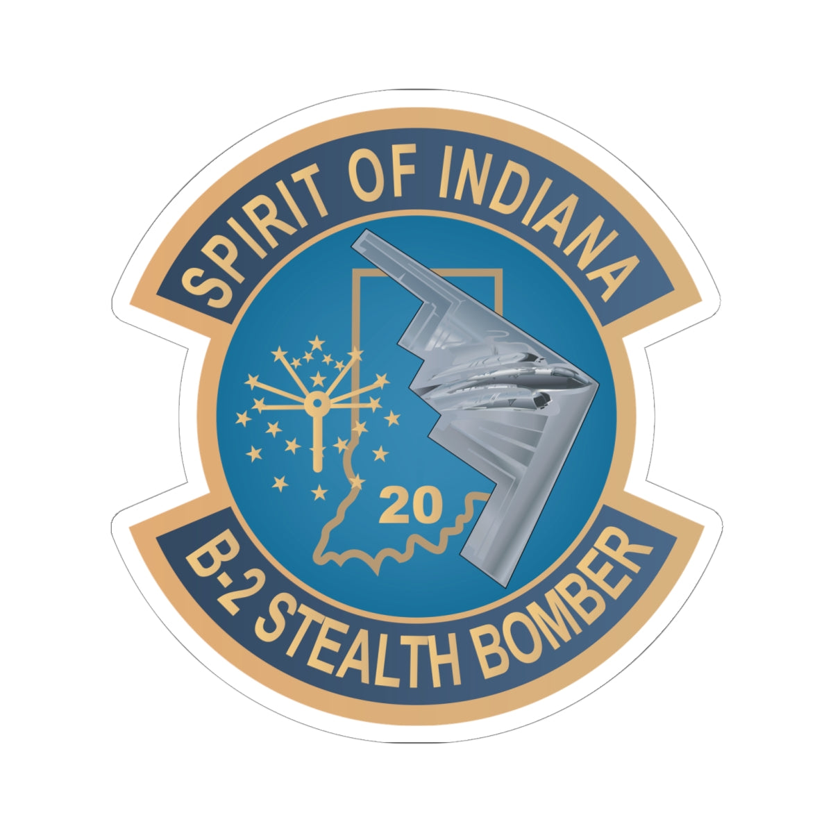 Kiss-Cut Stickers - USAF - B2 - Spirit of Indiana - Stealth Bomber wo txt X 300