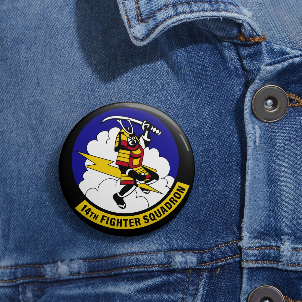 Custom Pin Button - USAF - 14th Fighter Squadron wo txt