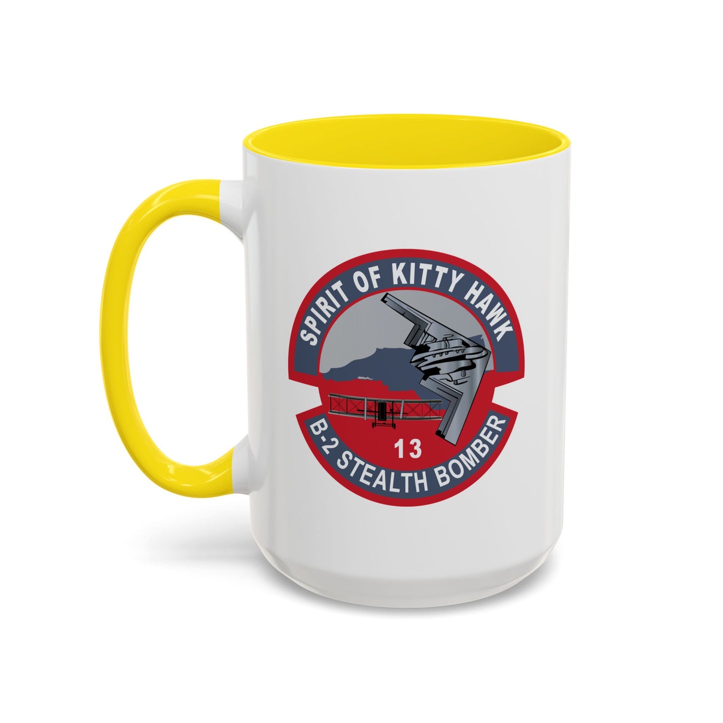 Accent Coffee Mug (11oz & 15oz) - USAF - B2 - Spirit of Kitty Hawk - Stealth Bomber wo txt X 300