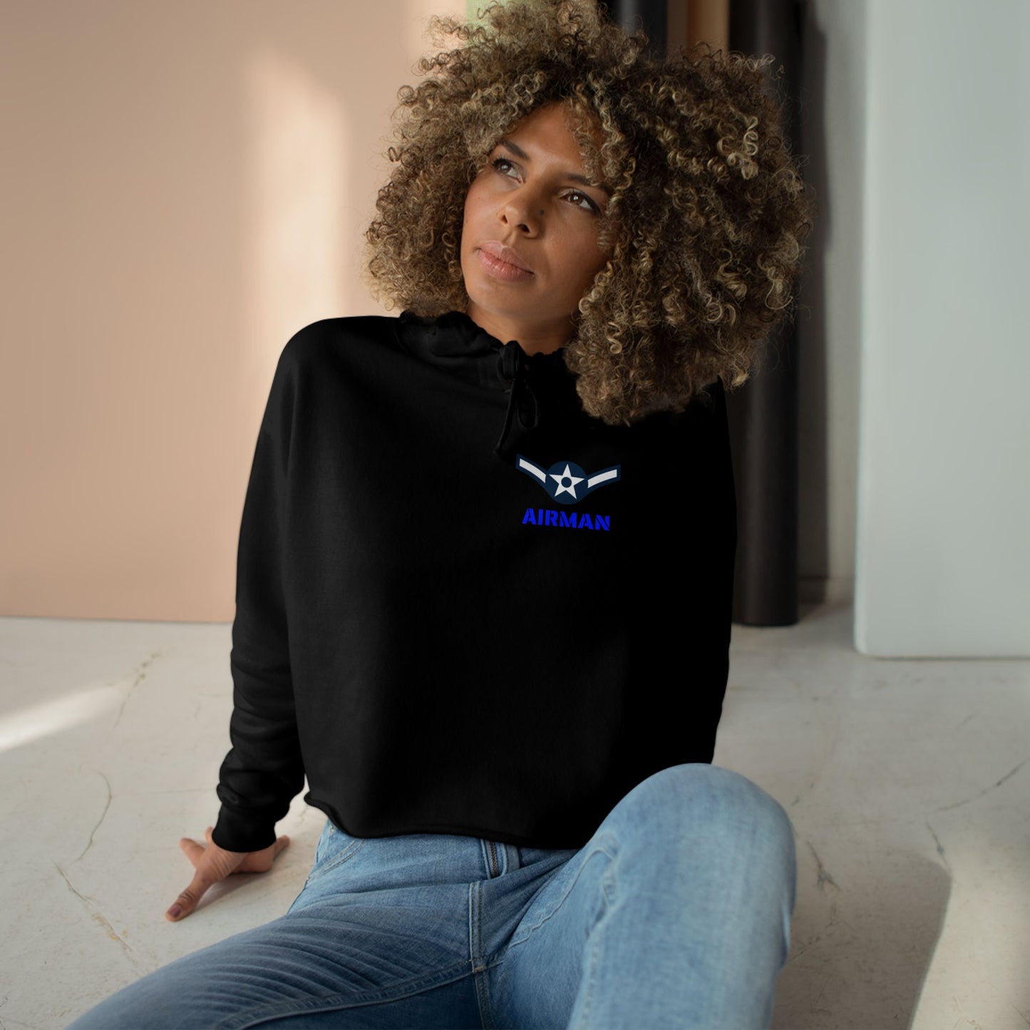 Air Force - Airman - Graphic Crop Hoodie, Casual Military Hoodie, Gifts for Airmen, Trendy Sportswear, Comfortable Everyday Wear