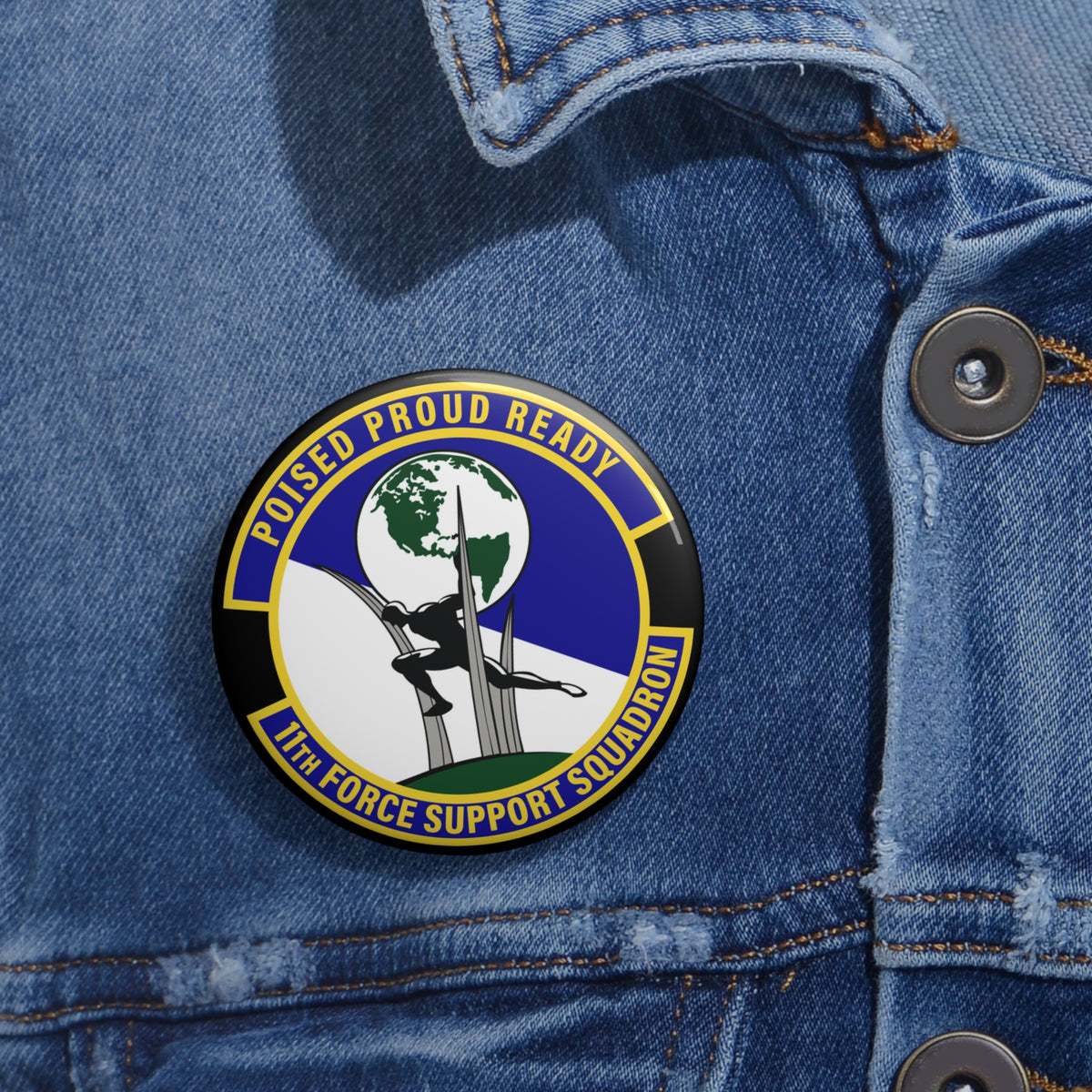 Custom Pin Button - USAF - 11th Force Support Squadron wo txt