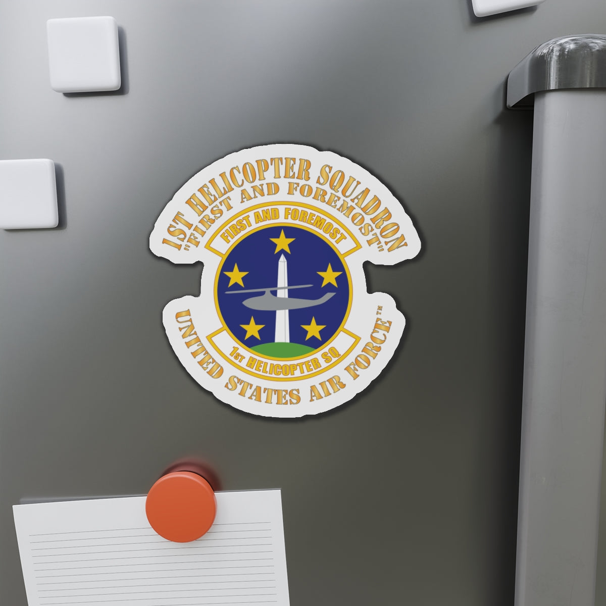 Die-Cut Magnet - USAF - 1st Helicopter Squadron - First and Foremost