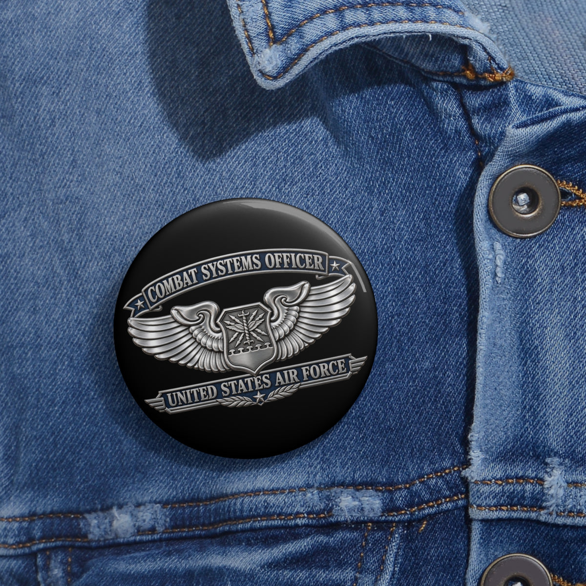 Custom Pin Button - USAF - Combat Systems Officer Badge - United States Air Force - 3D - Enhanced
