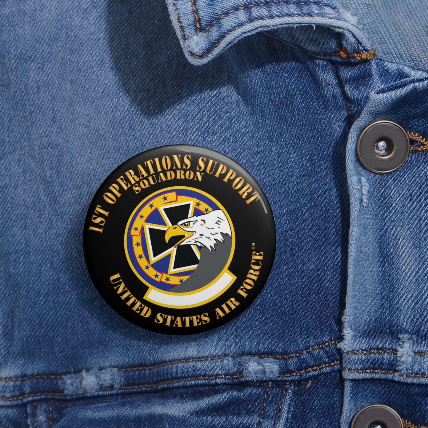Custom Pin Button - USAF - 1st Operations Support Squadron