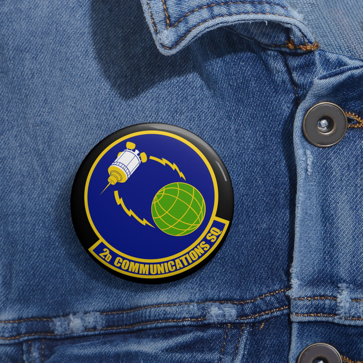 Custom Pin Button - USAF - 2d Communications Squadron wo txt