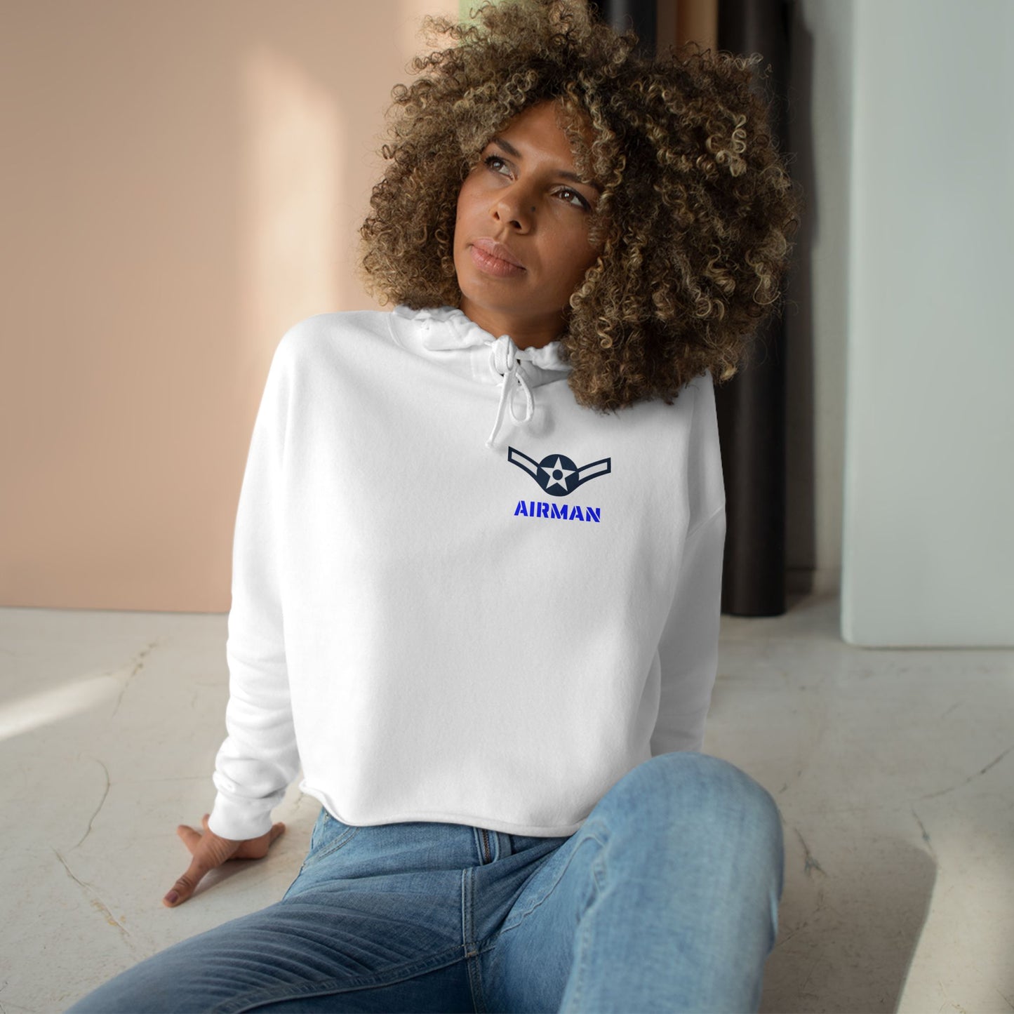 Air Force - Airman - Graphic Crop Hoodie, Casual Military Hoodie, Gifts for Airmen, Trendy Sportswear, Comfortable Everyday Wear