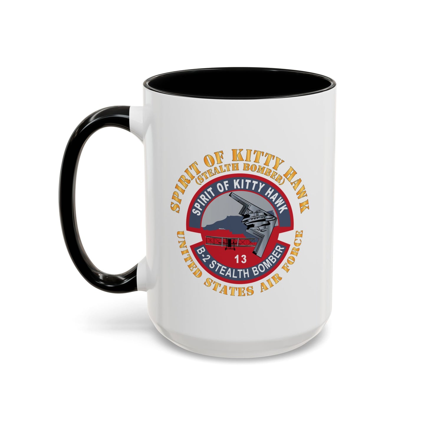 Accent Coffee Mug (11oz & 15oz) - USAF - B2 - Spirit of Kitty Hawk - Stealth Bomber X 300