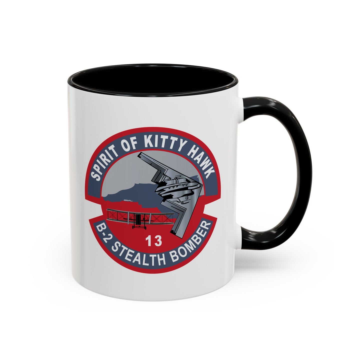 Accent Coffee Mug (11oz & 15oz) - USAF - B2 - Spirit of Kitty Hawk - Stealth Bomber wo txt X 300