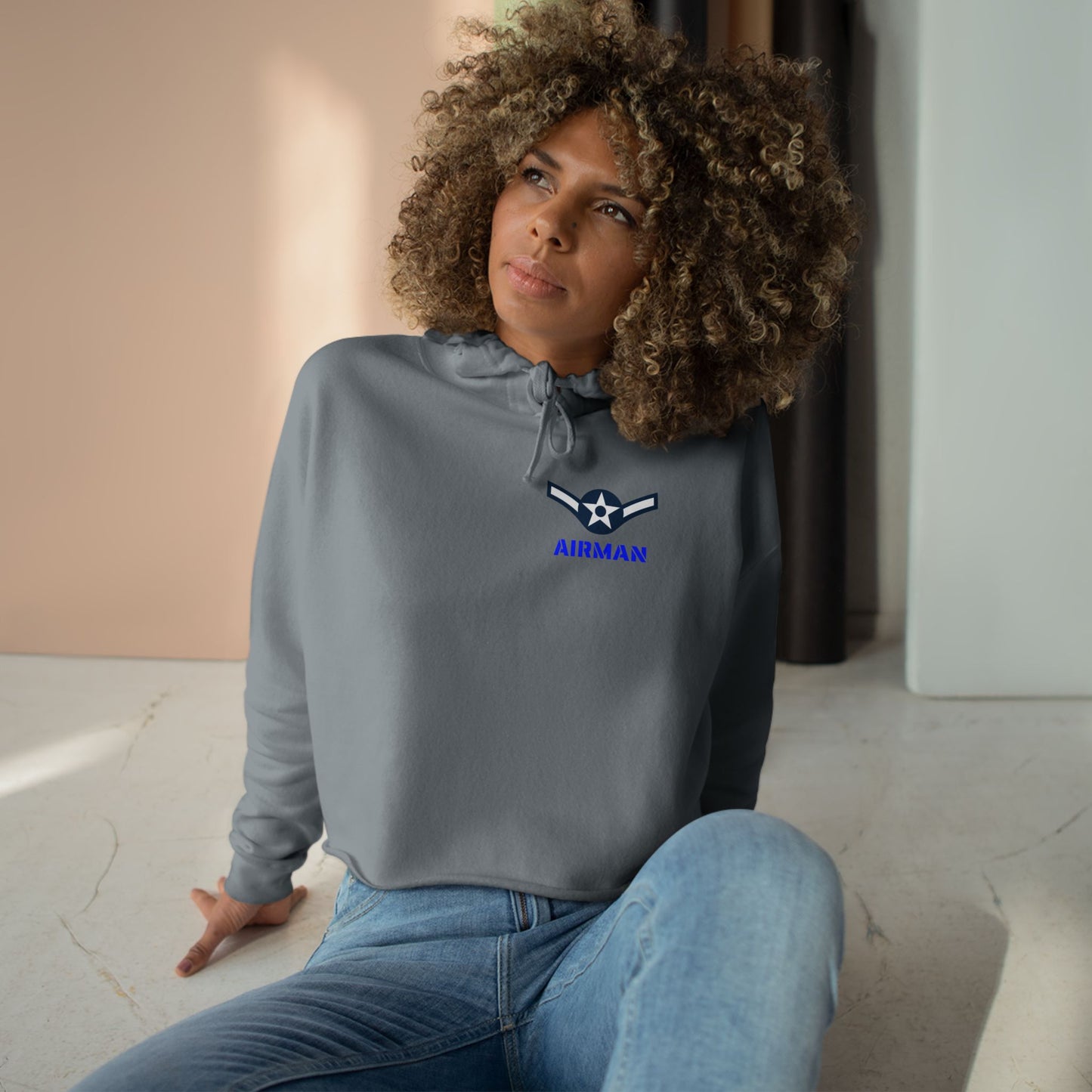 Air Force - Airman - Graphic Crop Hoodie, Casual Military Hoodie, Gifts for Airmen, Trendy Sportswear, Comfortable Everyday Wear