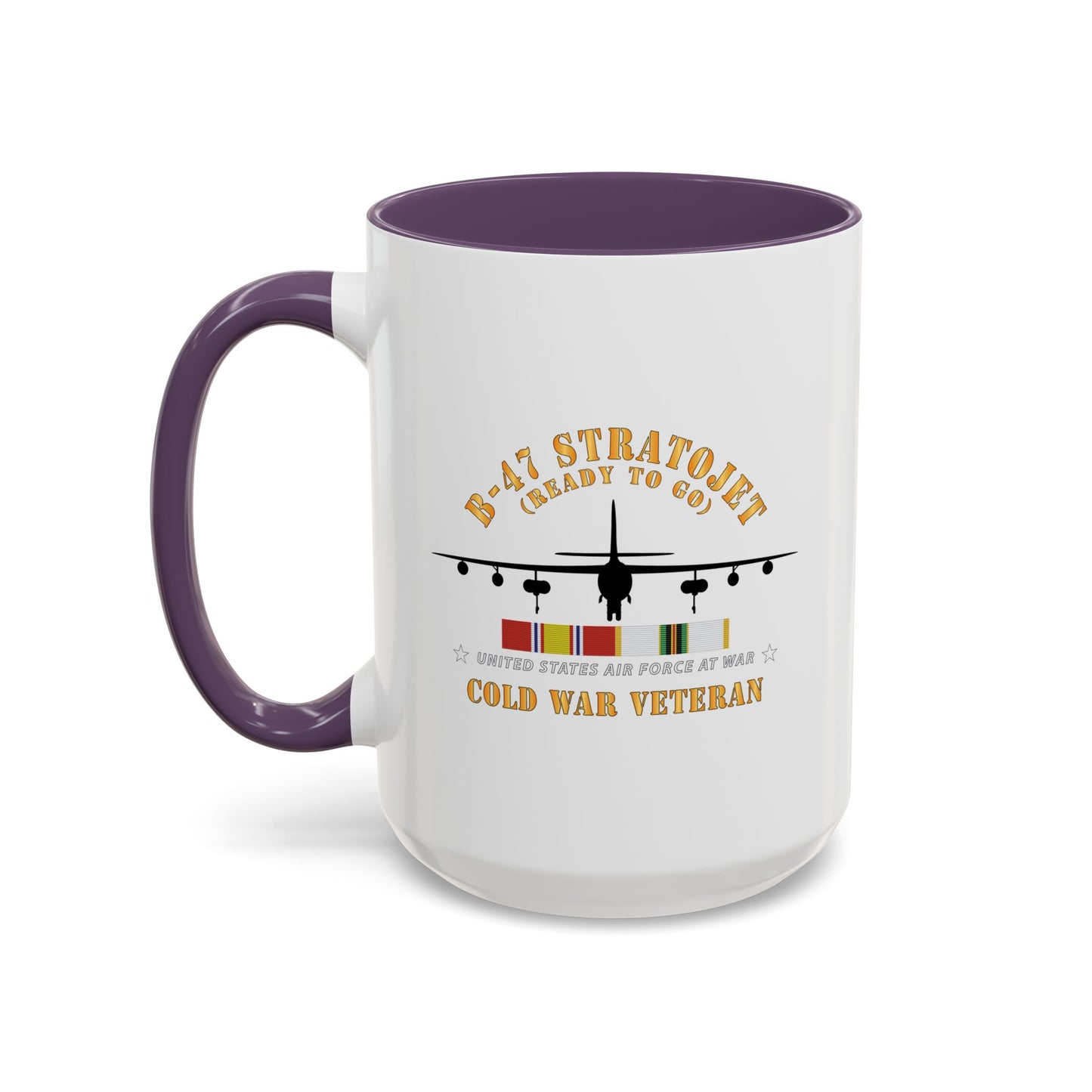 Accent Coffee Mug (11oz & 15oz) - USAF - B-47 Stratojet - Ready to Go - Silhouette - Cold War Veteran X 300