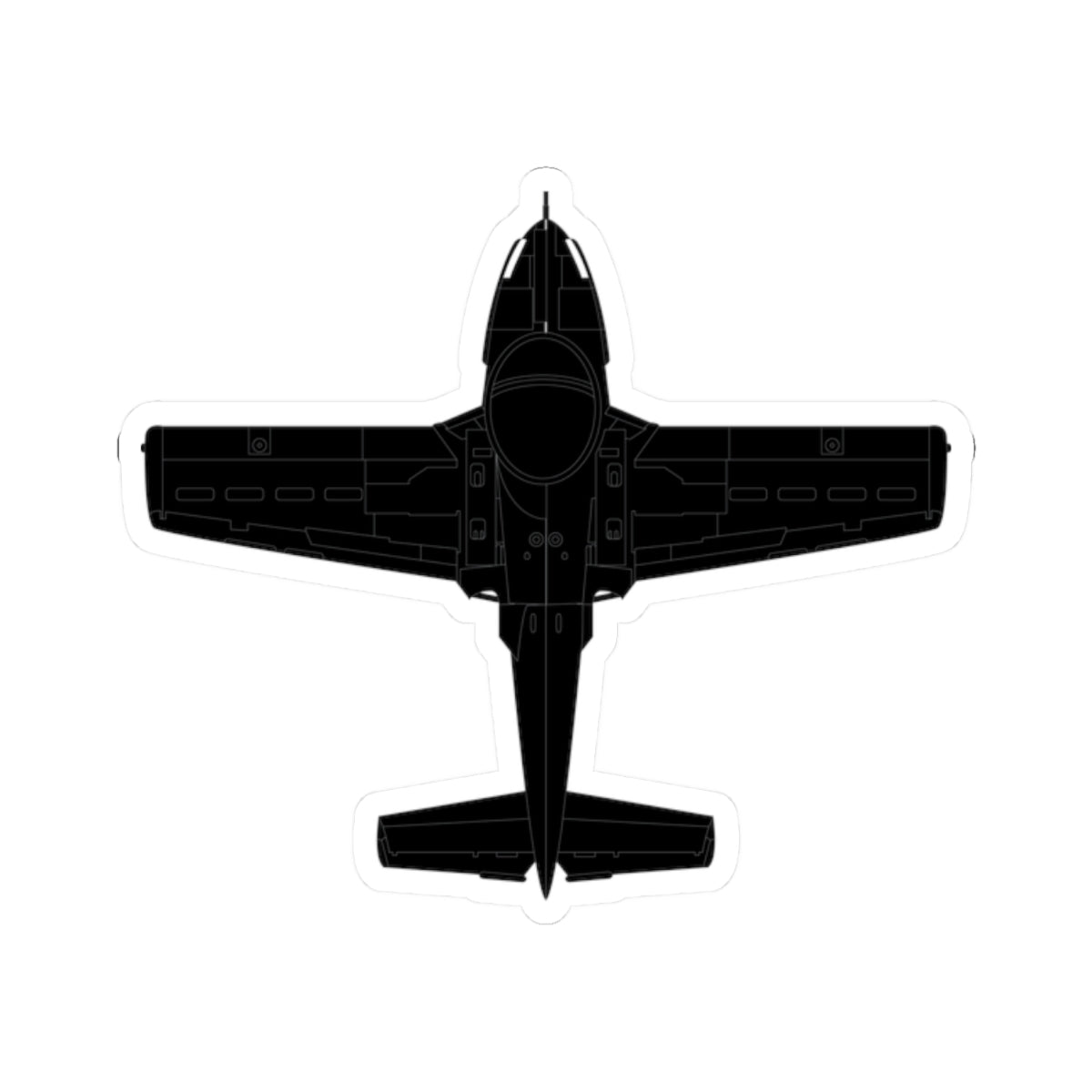 Kiss-Cut Stickers - Aircraft - T-37-Trainer - Top - Black - Metal X 300