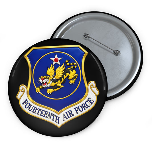 Custom Pin Button - USAF - 14th Air Force - Flying Tigers wo txt - 3D - Enhanced