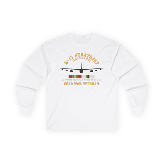 Unisex Ultra Cotton Long Sleeve Tee - USAF - B-47 Stratojet - In Flt - Silhouette - Cold War Veteran X 300