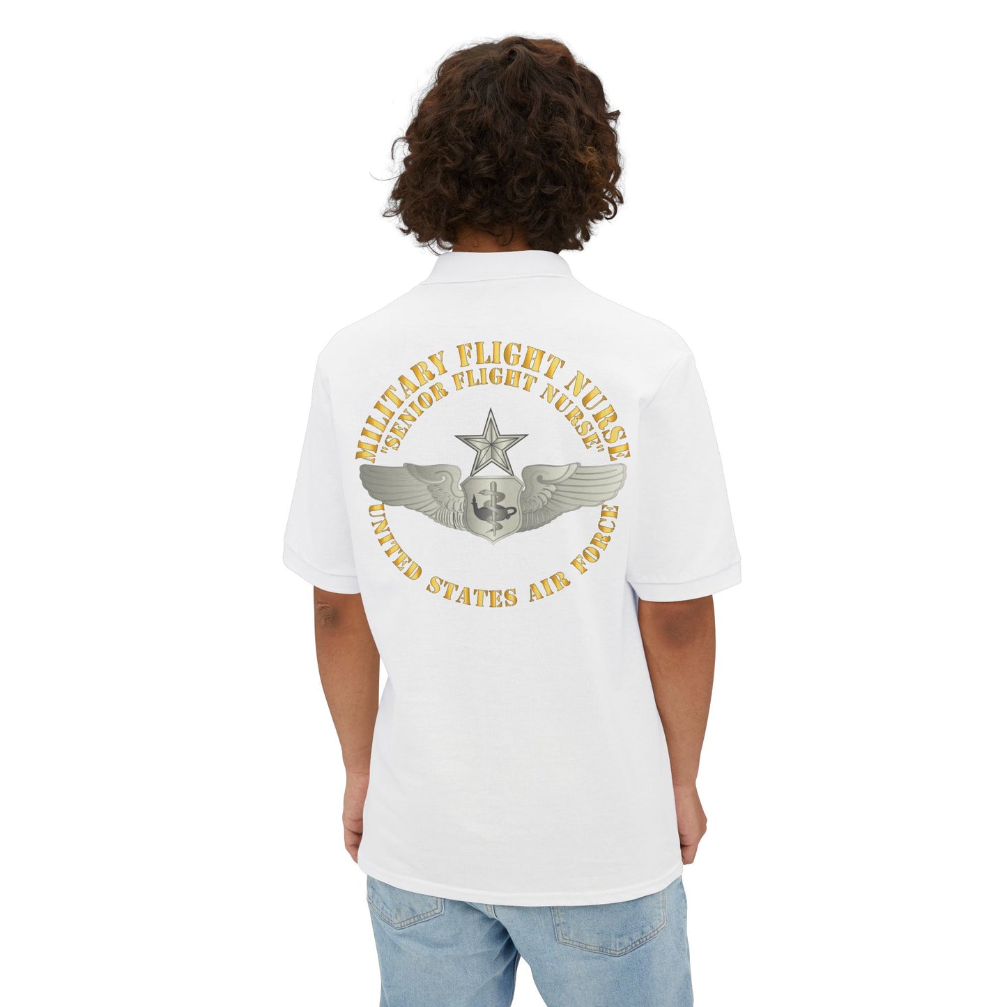 Men's Piqué Polo - USAF - Military Flight Nurse - Flight Nurse - Senior