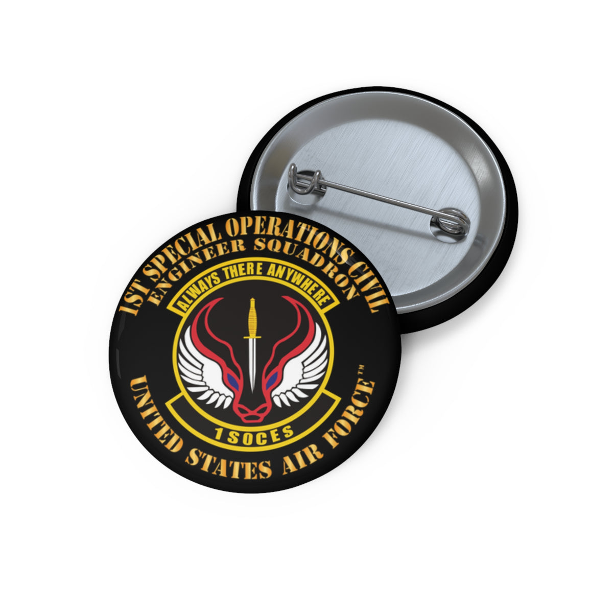 Custom Pin Button - USAF - 1st Special Operations Civil Engineer Sq X 300