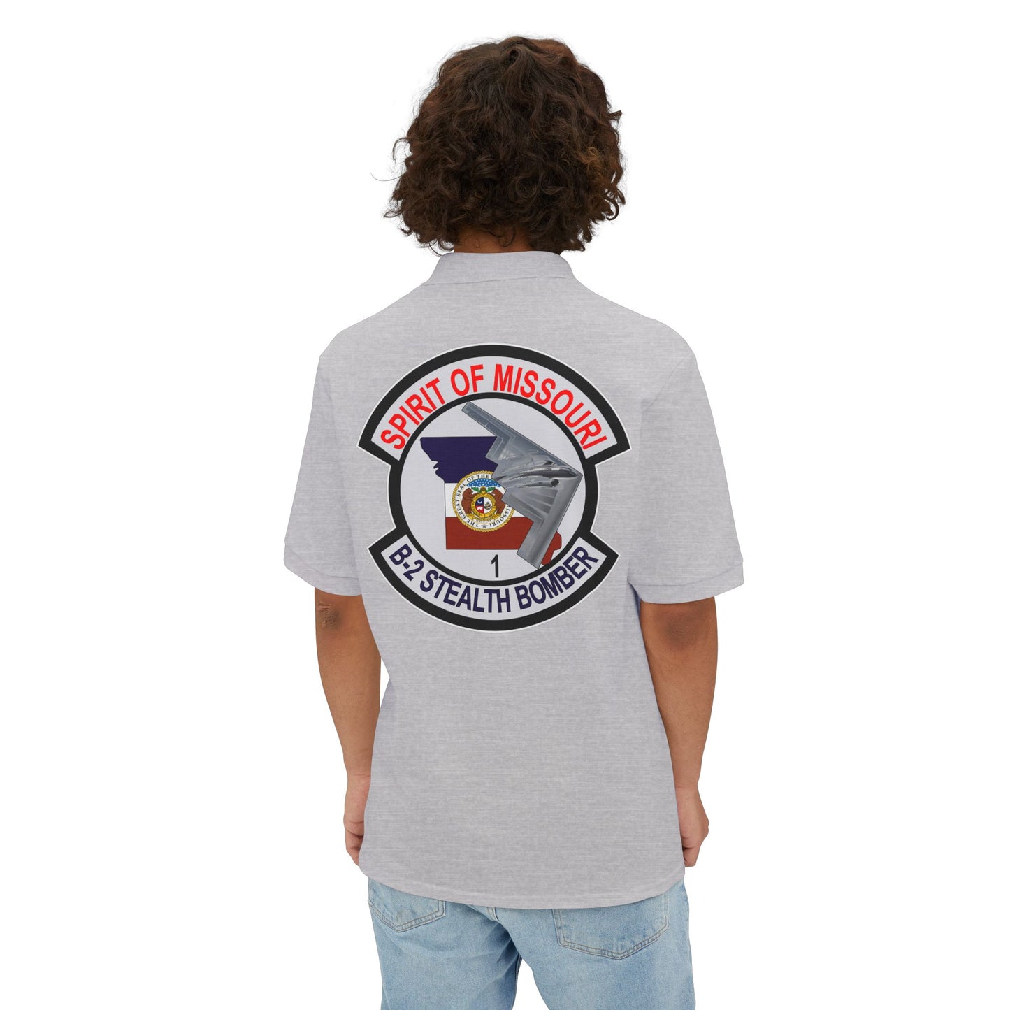 Men's Piqué Polo - USAF - B2 - Spirit of Missouri - Stealth Bomber wo Txt