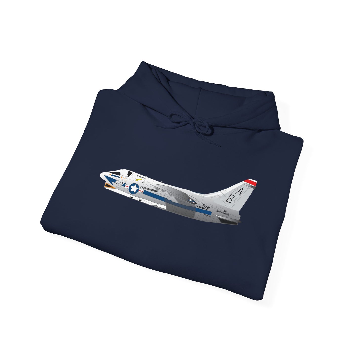 Unisex Heavy Blend Hooded Sweatshirt - Aircraft - Navy - A-7B Corsair II - Side X 300