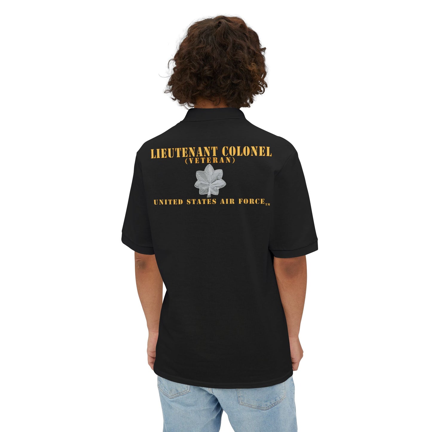 Men's Piqué Polo - USAF - Lieutenant Colonel - LTC - Veteran - Flat - TM X 300