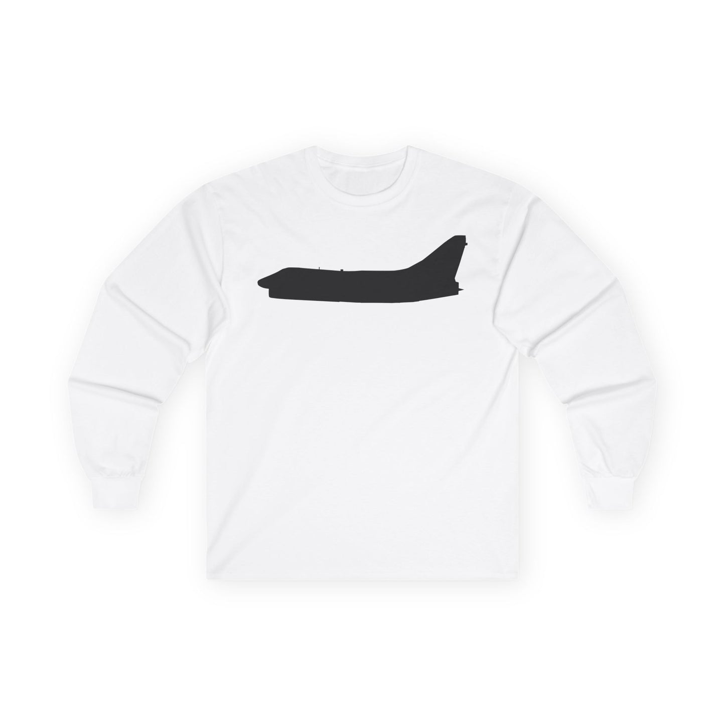Unisex Ultra Cotton Long Sleeve Tee - Aircraft - Navy - A-7B Corsair II - Side - Silhouette X 300