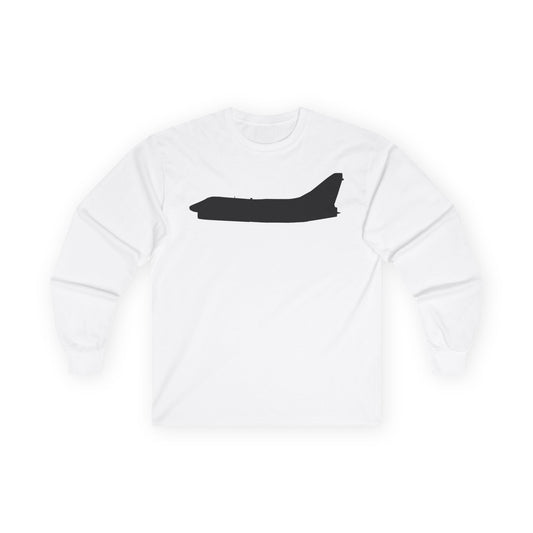 Unisex Ultra Cotton Long Sleeve Tee - Aircraft - Navy - A-7B Corsair II - Side - Silhouette X 300