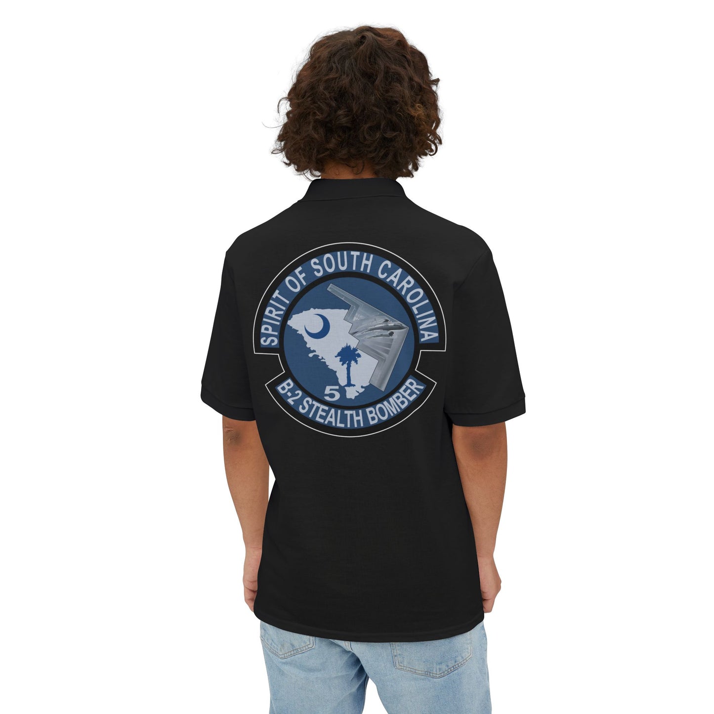 Men's Piqué Polo - USAF - B2 - Spirit of South Carolina Stealth Bomber wo Txt X 300