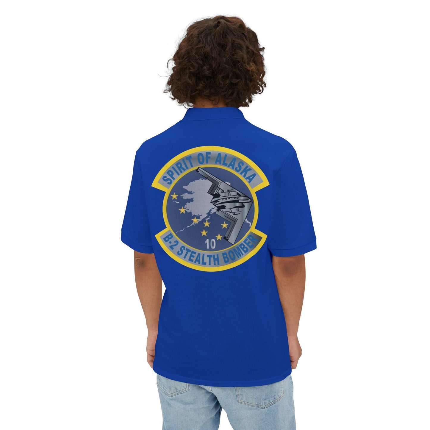 Men's Piqué Polo - USAF - B2 - Spirit of Alaska - Stealth Bomber wo txt X 300