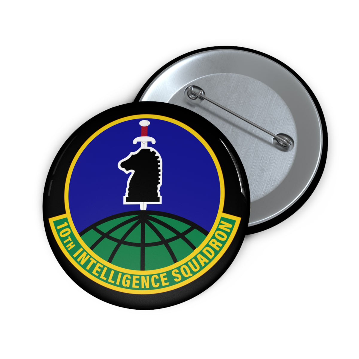 Custom Pin Button - USAF - 10th Intelligence Support Sq wo txt