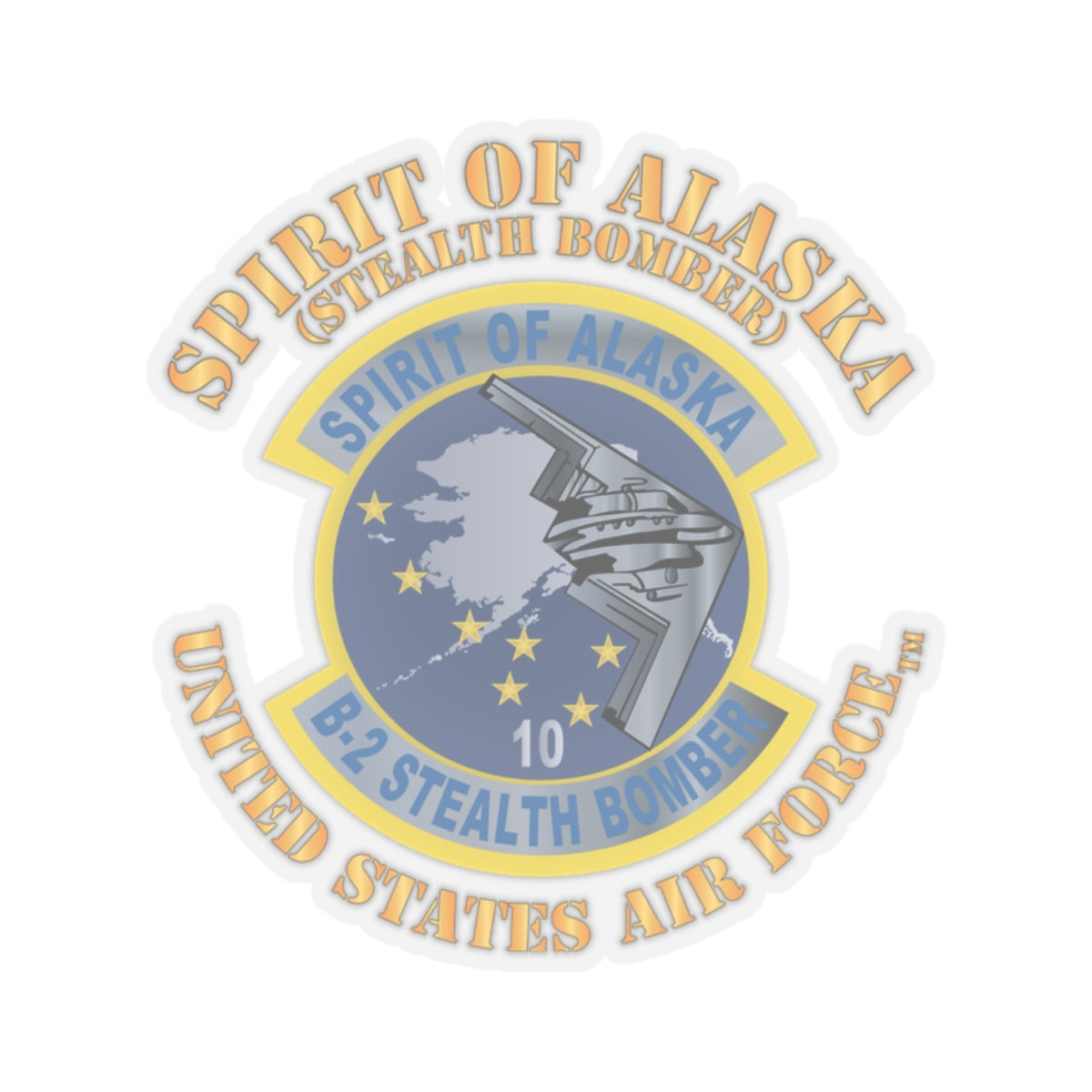 Kiss-Cut Stickers - USAF - B2 - Spirit of Alaska - Stealth Bomber X 300