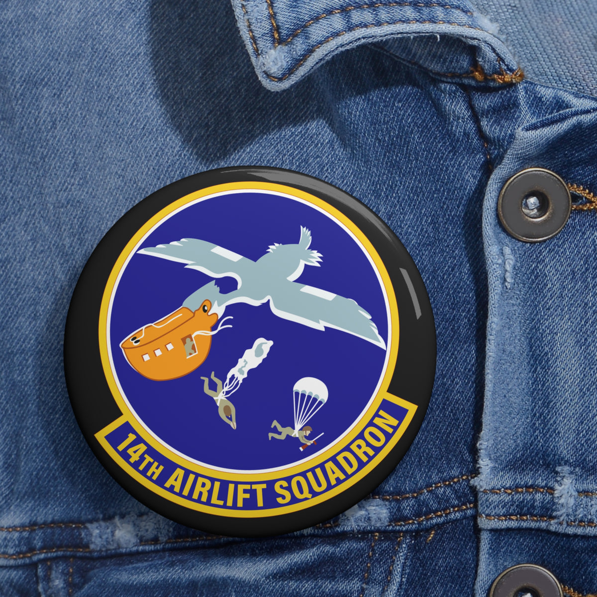 Custom Pin Button - USAF - 14th Airlift Squadron wo txt