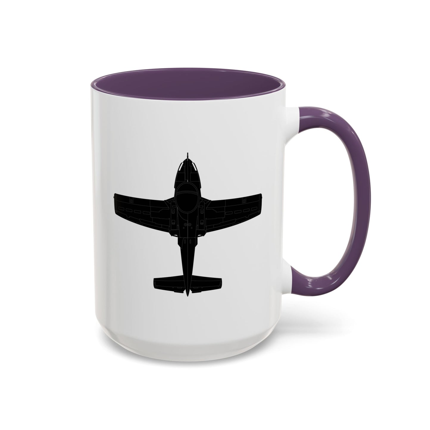 Accent Coffee Mug (11oz & 15oz) - Aircraft - T-37-Trainer - Top - Black - Metal X 300