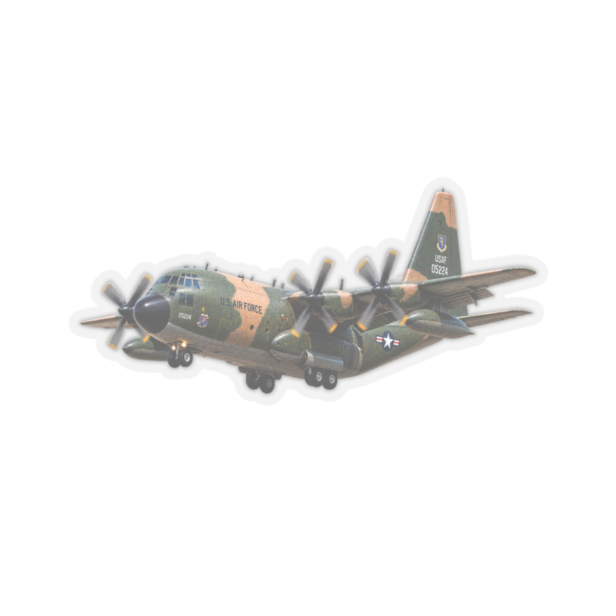 Kiss-Cut Stickers - C-130  Aircraft - Camo - Landing - Approach