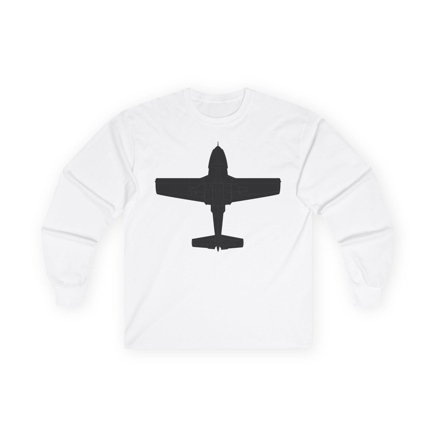 Unisex Ultra Cotton Long Sleeve Tee - Aircraft - T-37-Trainer - Bottom - Black - Metal X 300
