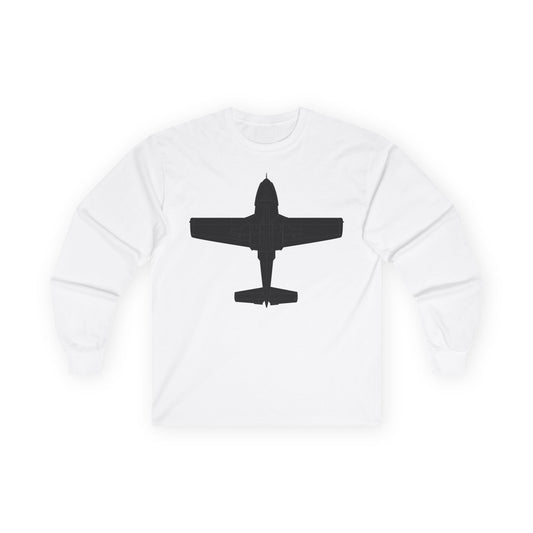 Unisex Ultra Cotton Long Sleeve Tee - Aircraft - T-37-Trainer - Bottom - Black - Metal X 300